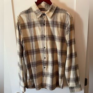 Mens topman flannel tan/beige plaid size medium